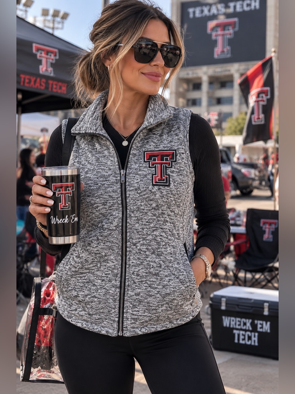 Texas Tech Red Raiders - Women’s city chic quilted vest. Heathered Grey size XXL